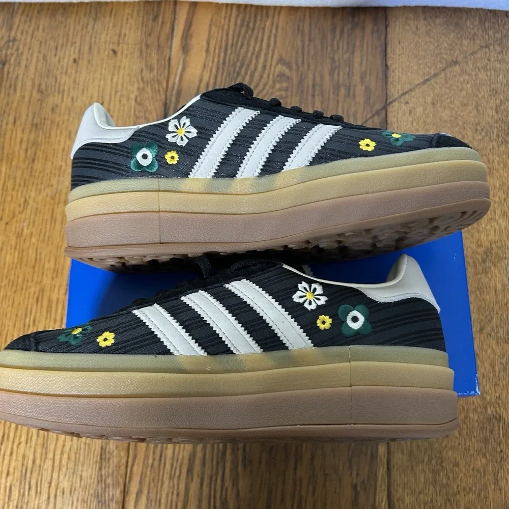 Adidas Womens Size 10 Gazelle Bold Liberty London Platform Core Black Shoes